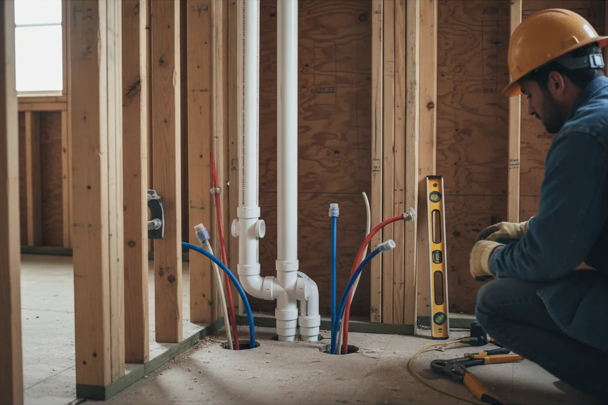 Drain and supply rough-in during Drain Cleaning in Queen Creek