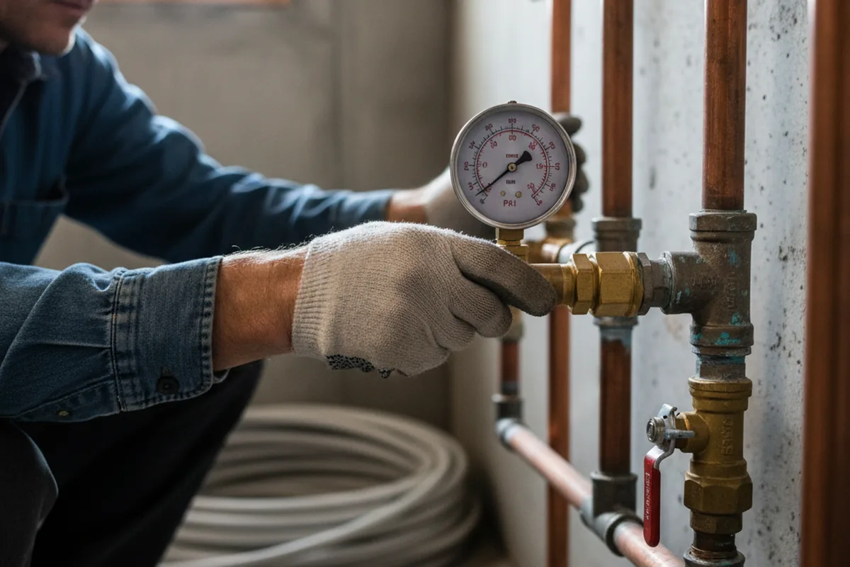 Pressure testing a repaired line during Water Line Repair in Queen Creek